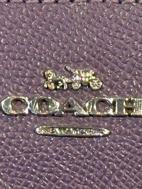 Coach Leather Wallet Purple with Silver Accents